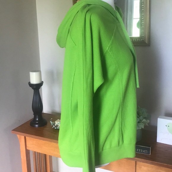 LIZ CLAIBORNE WAFFLE KNIT JACKET GREEN ZIP UP M - Picture 3 of 6